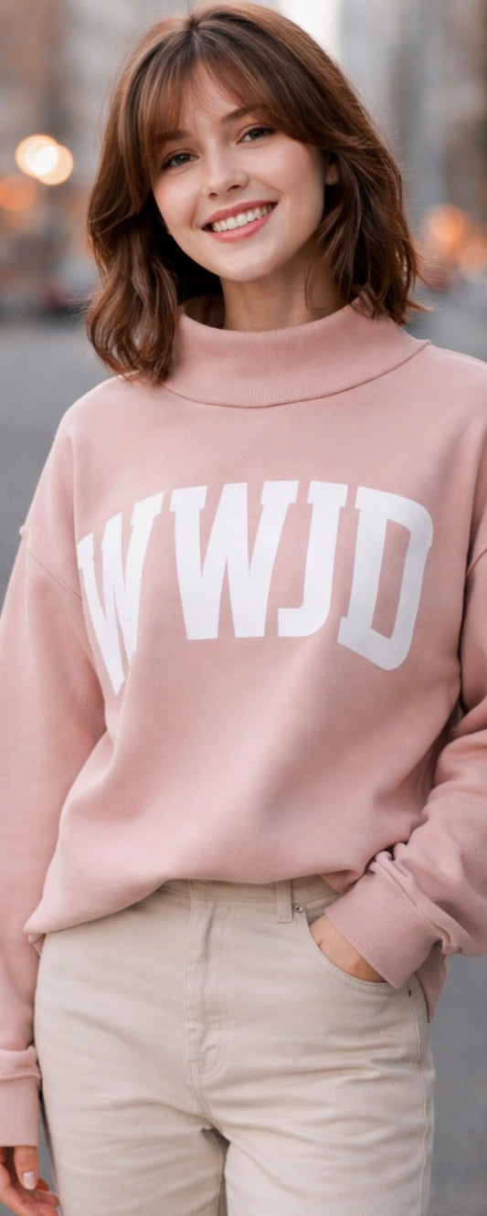 Reversible mockneck WWJD AMEN